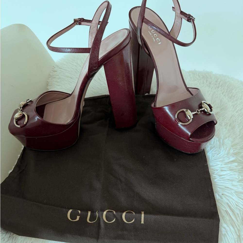 Gucci Women's Burgundy Platform Sandals